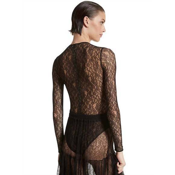 NEW MICHAEL KORS stretch chantilly lace bodysuit in black - Picture 3 of 3
